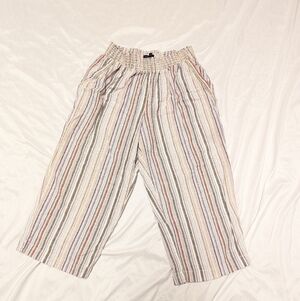 Nappa Valley Linen Blend Lagenlook Beachy Coastal Cruise Pull On Stripe Pants